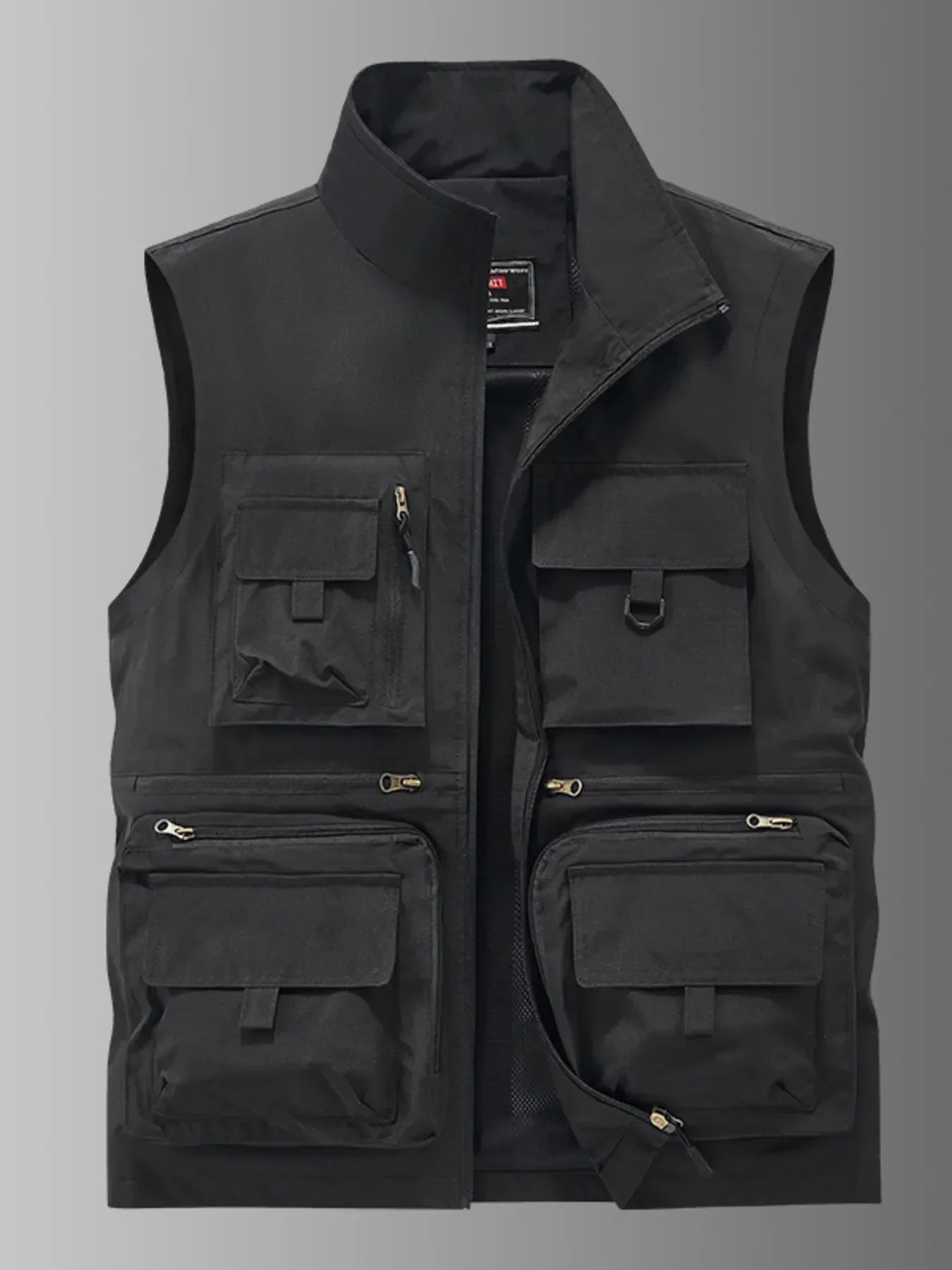 Plus Size Multi Pocket Polyester Utility Vest With Zipper - Southern Shores Clothing
