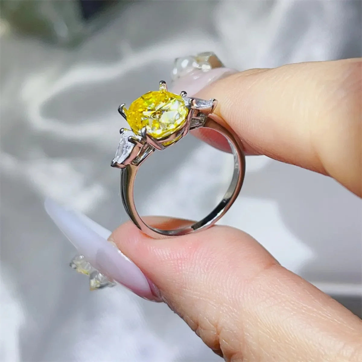 3 Carat Moissanite Platinum-Plated Sterling Silver Ring - Southern Shores Clothing