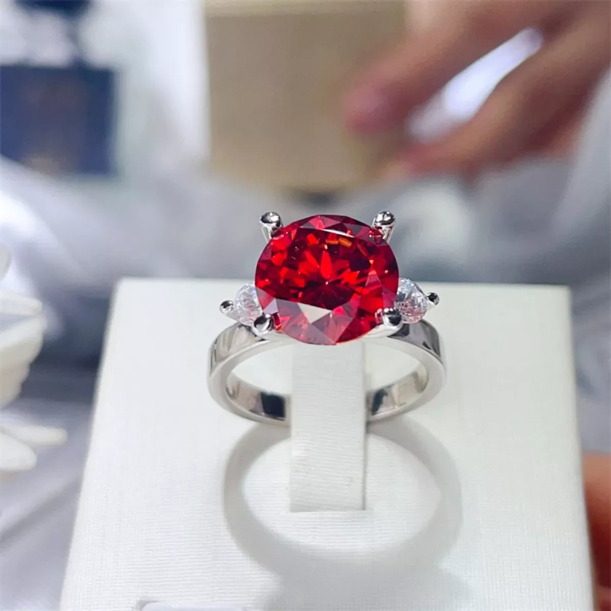 Moissanite Sterling Silver Ring With 5-Carat Centerpiece - Southern Shores Clothing