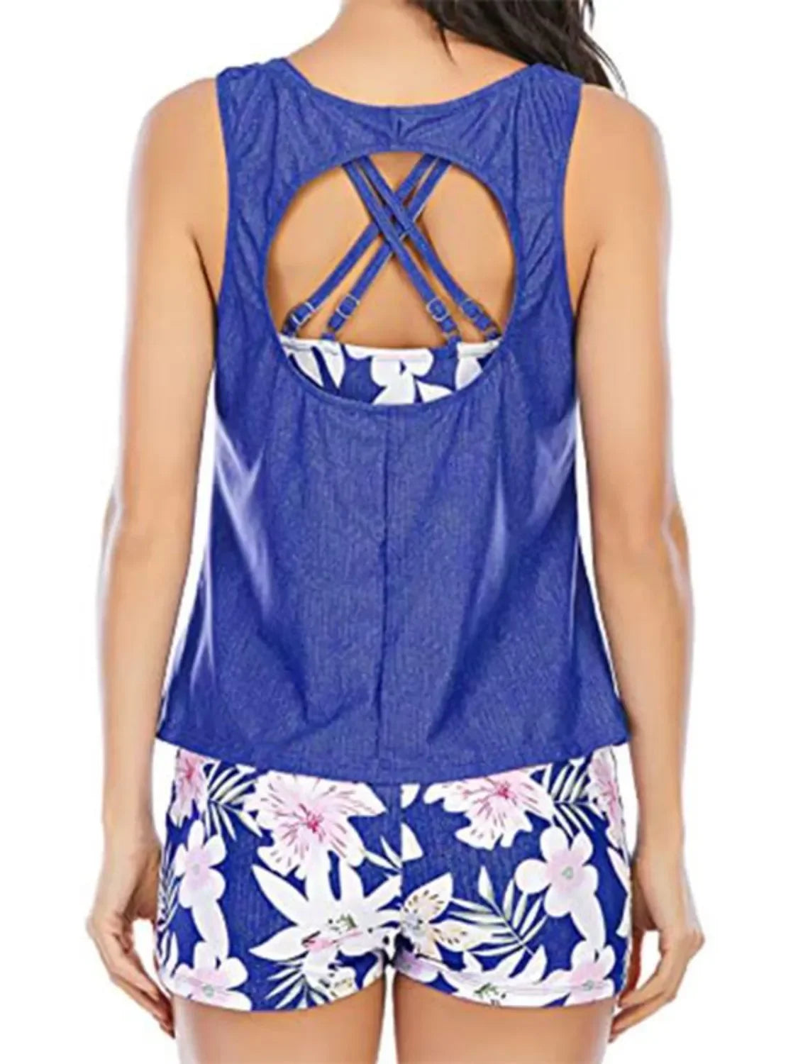 Cutout Printed Round Neck Three-Piece Leopard Print Swim Set - Southern Shores Clothing