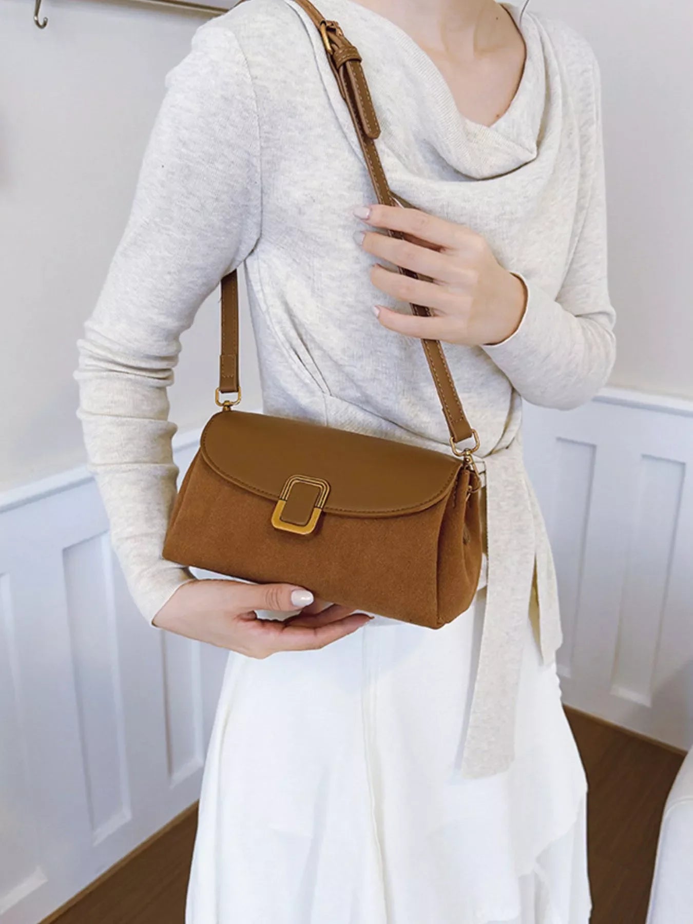 Buckle Flap Crossbody Bag With Secure Strap - Southern Shores Clothing