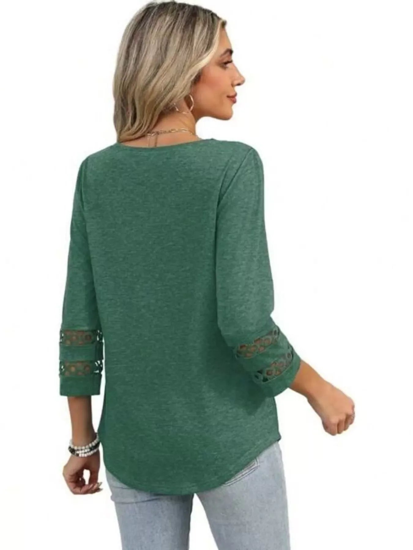 Full Size V-Neck 3/4 Sleeve T-Shirt Plus Size - Southern Shores Clothing