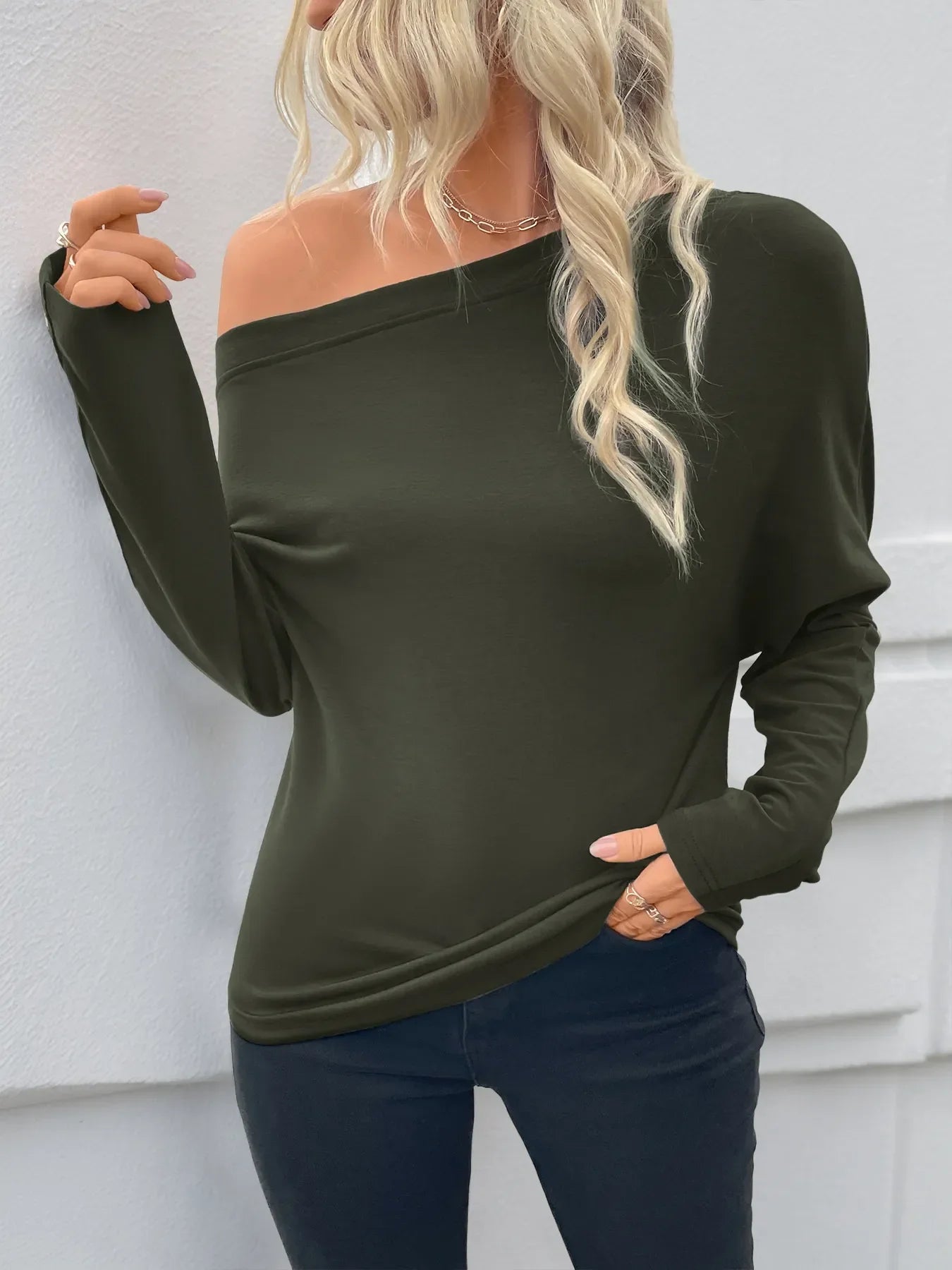 Asymmetrical Single Shoulder Long Sleeve Shirt - Southern Shores Clothing