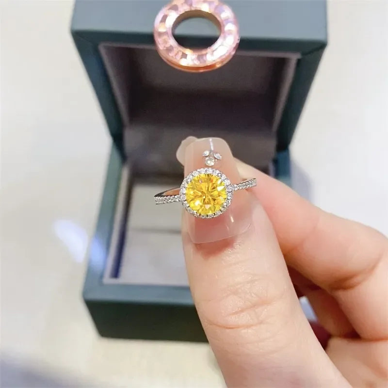 1 Carat Moissanite Sterling Silver Halo Ring - Southern Shores Clothing