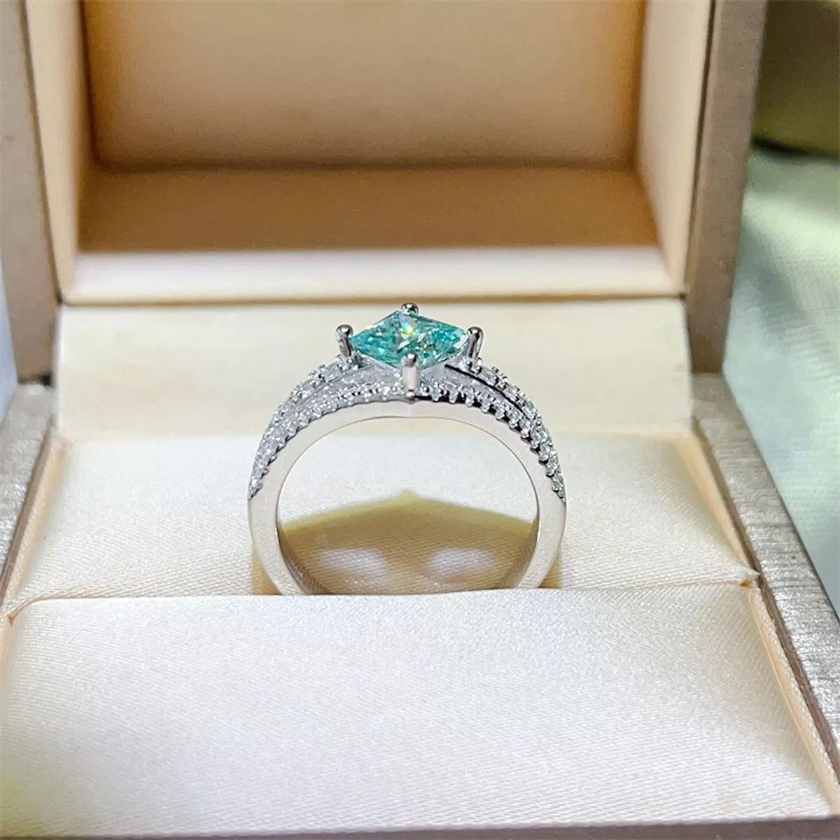 1 Carat Moissanite Sterling Silver Ring With Pave Accents - Southern Shores Clothing