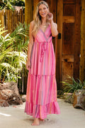 Printed Surplice Maxi Cami Dress With Flowing Silhouette - Southern Shores Clothing