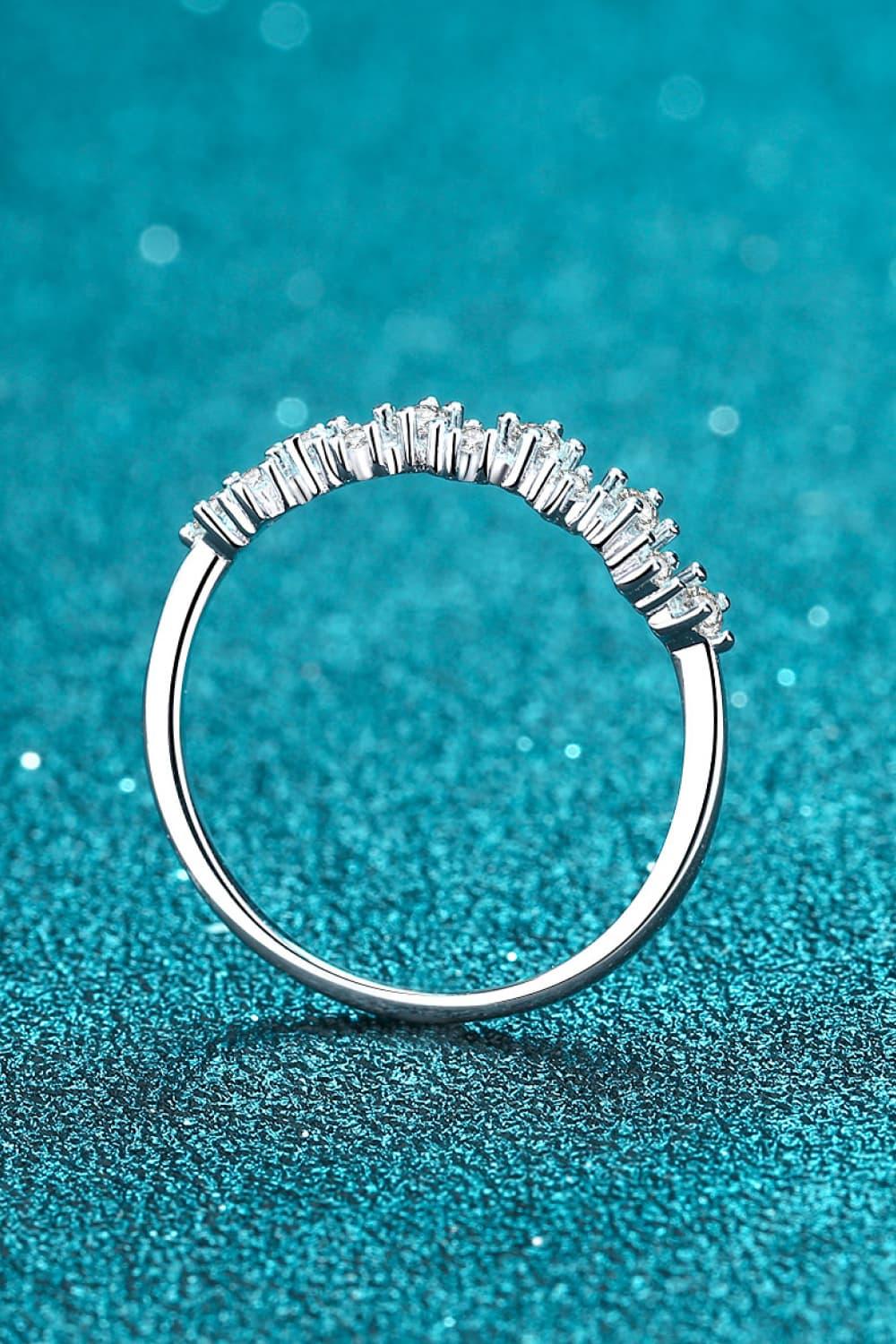 Minimalist Moissanite Ring, Rhodium-Plated Sterling Silver - Southern Shores Clothing