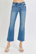 Plus Size Low Rise Crop Flare Jeans With Stretch Denim