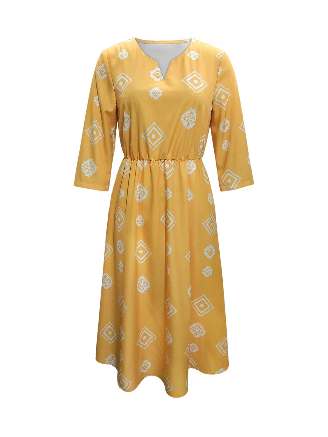 Geometric Notched Neck Dress - Southern Shores Clothing