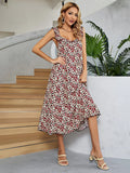 Printed Ruffled Sleeveless Midi Dress Floral Print - Southern Shores Clothing