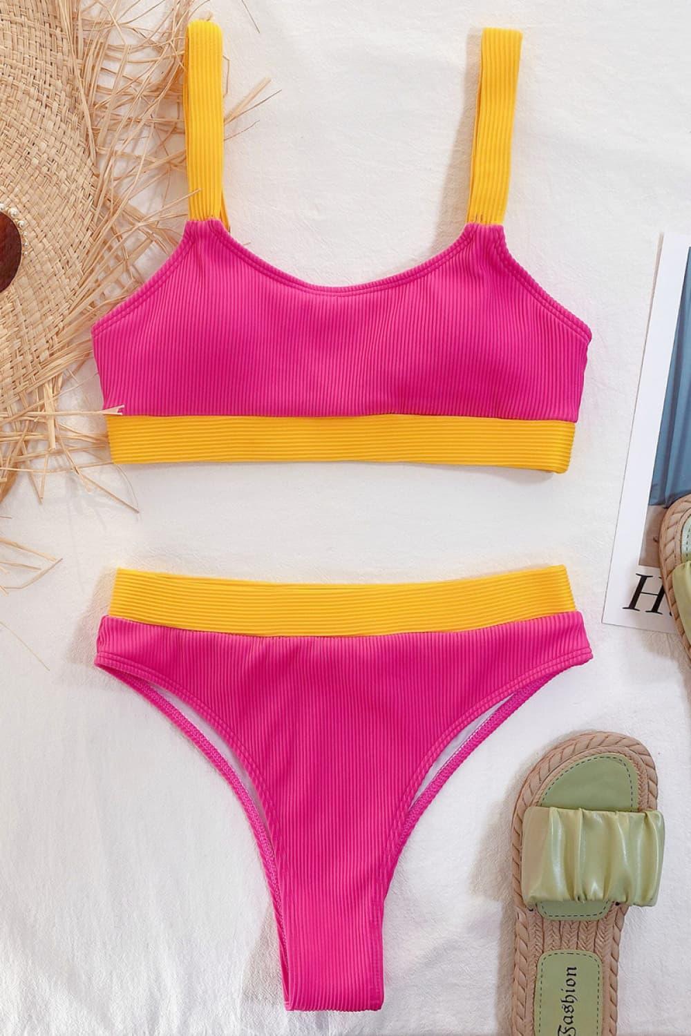 Block Scoop Neck Bikini With Stretch Fabric - Southern Shores Clothing