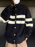 Striped Knit Button-Down Stretch Cardigan - Southern Shores Clothing