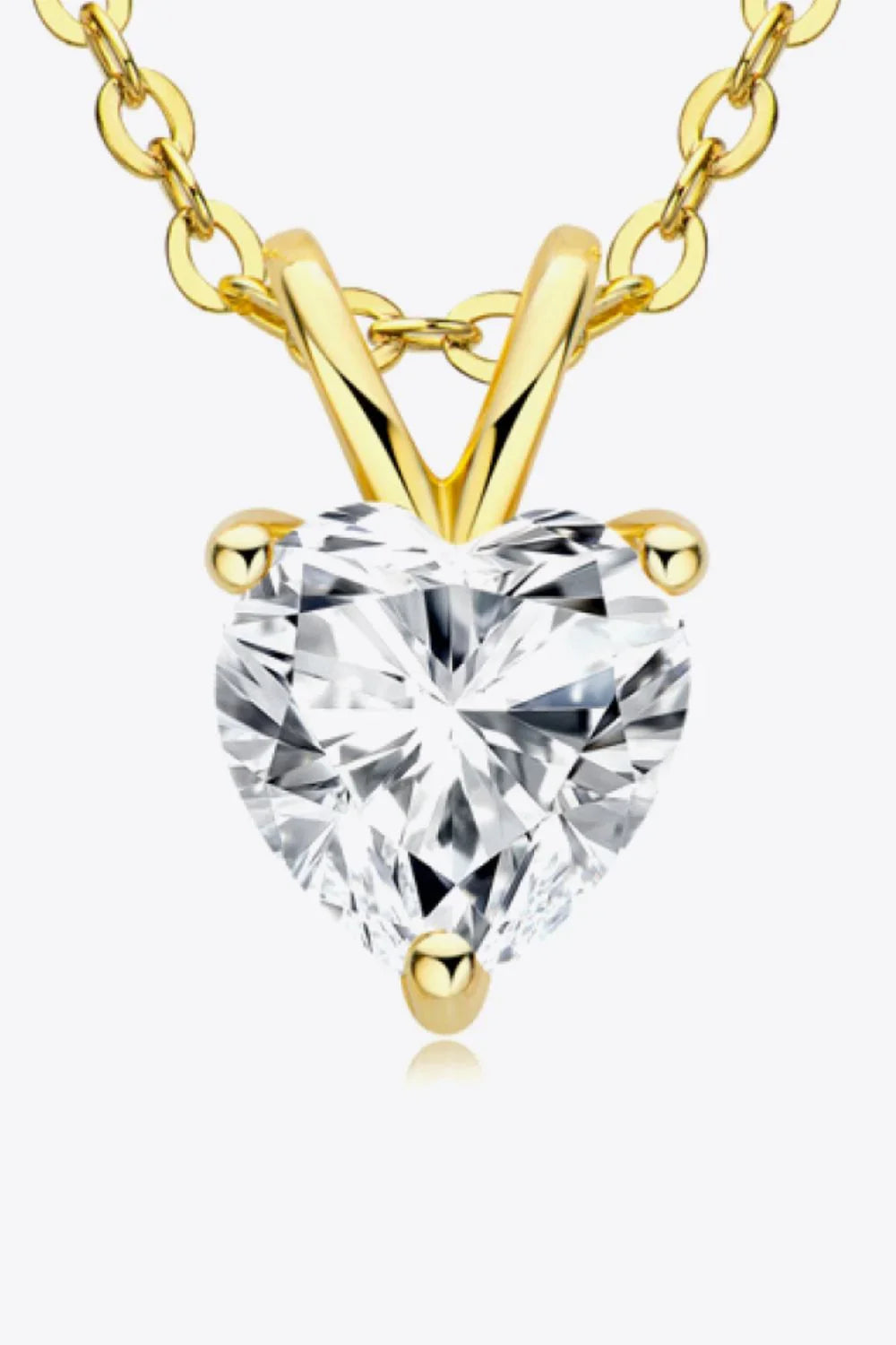1 Carat Moissanite Sterling Silver Heart Pendant - Southern Shores Clothing