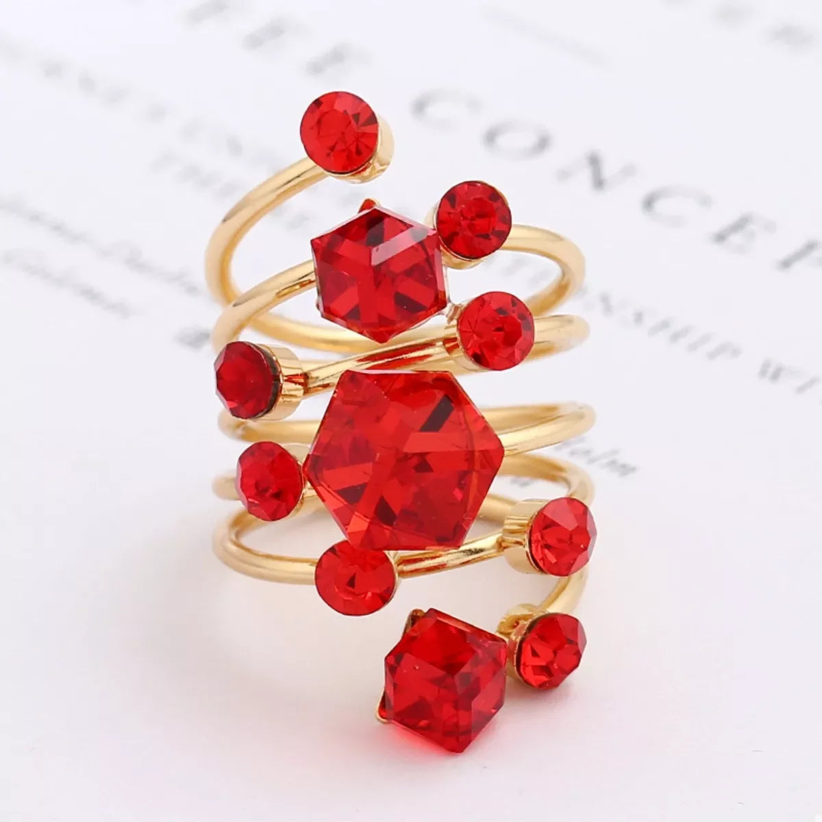 18K Gold-Plated Multi-Layer Crystal Ring - Southern Shores Clothing