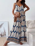 Paisley Print Spaghetti Strap Wide Leg Jumpsuit - Southern Shores Clothing