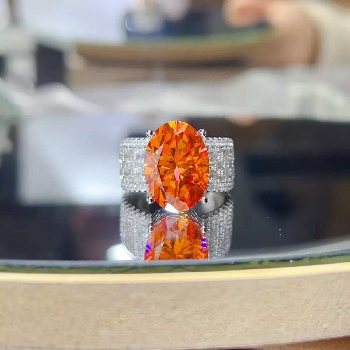 Orange Moissanite Ring With Certificate, 8 Carat - Southern Shores Clothing