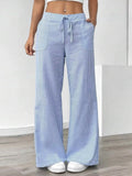 Striped Wide Leg Pocketed Casual Pants For Everyday Wear - Southern Shores Clothing