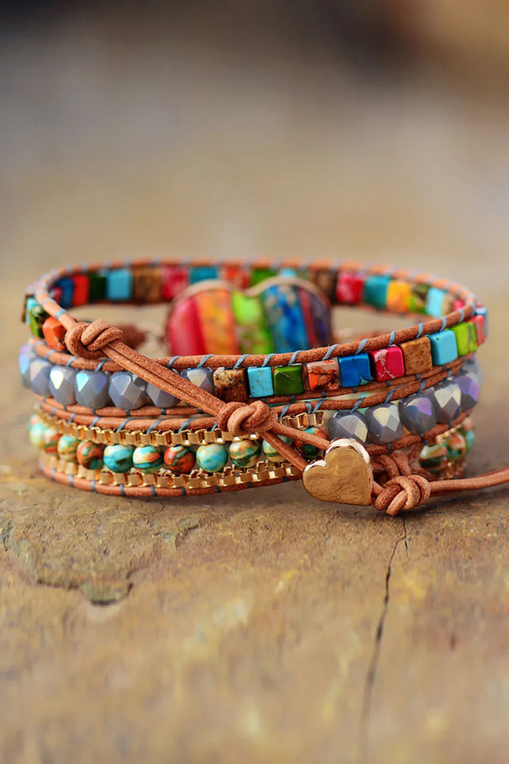 Imperial Jasper And Crystal Layered Wrap Bracelet - Southern Shores Clothing