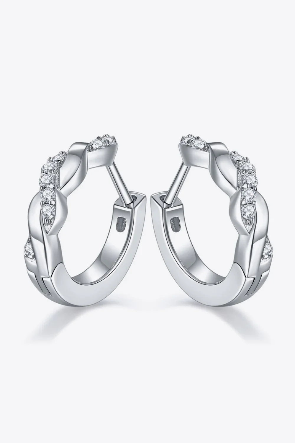 Minimalist Moissanite Twisted Hoop Earrings Platinum Plated - Southern Shores Clothing