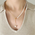 18K Gold-Plated Freshwater Pearl Necklace Adjustable Chain - Southern Shores Clothing