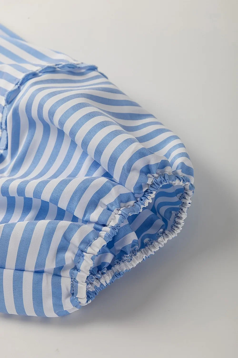 Striped Notched Three Quarter Sleeve Blouse Polyester - Southern Shores Clothing