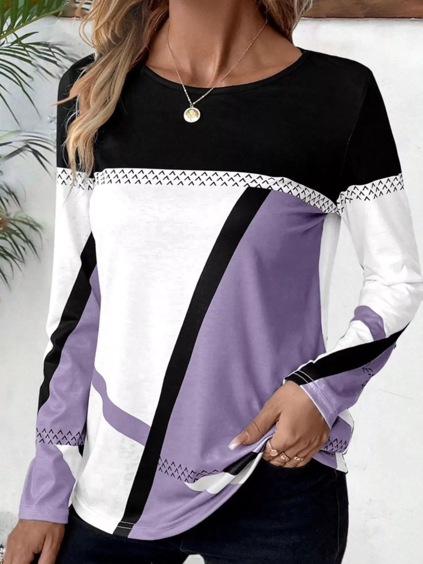 Color Block Long Sleeve T-Shirt - Southern Shores Clothing