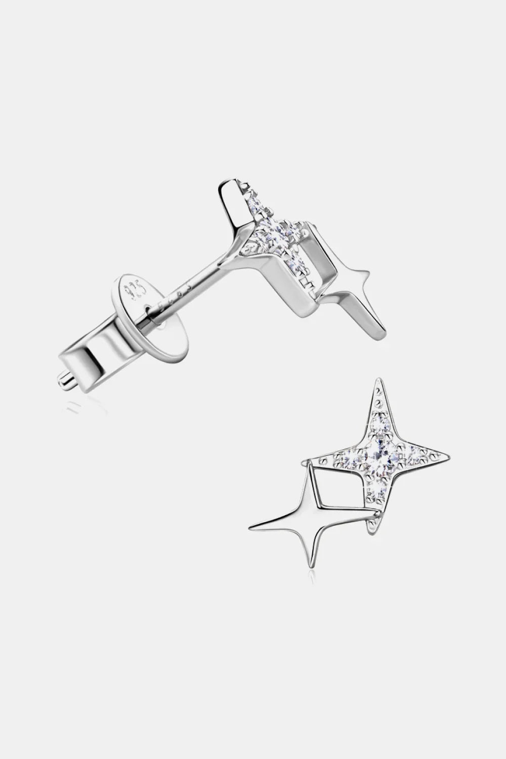 Minimalist Moissanite Star Earrings Sterling Silver - Southern Shores Clothing