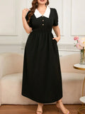 Plus Size Contrast Collar Short-Sleeve Bayside Dress - Southern Shores Clothing
