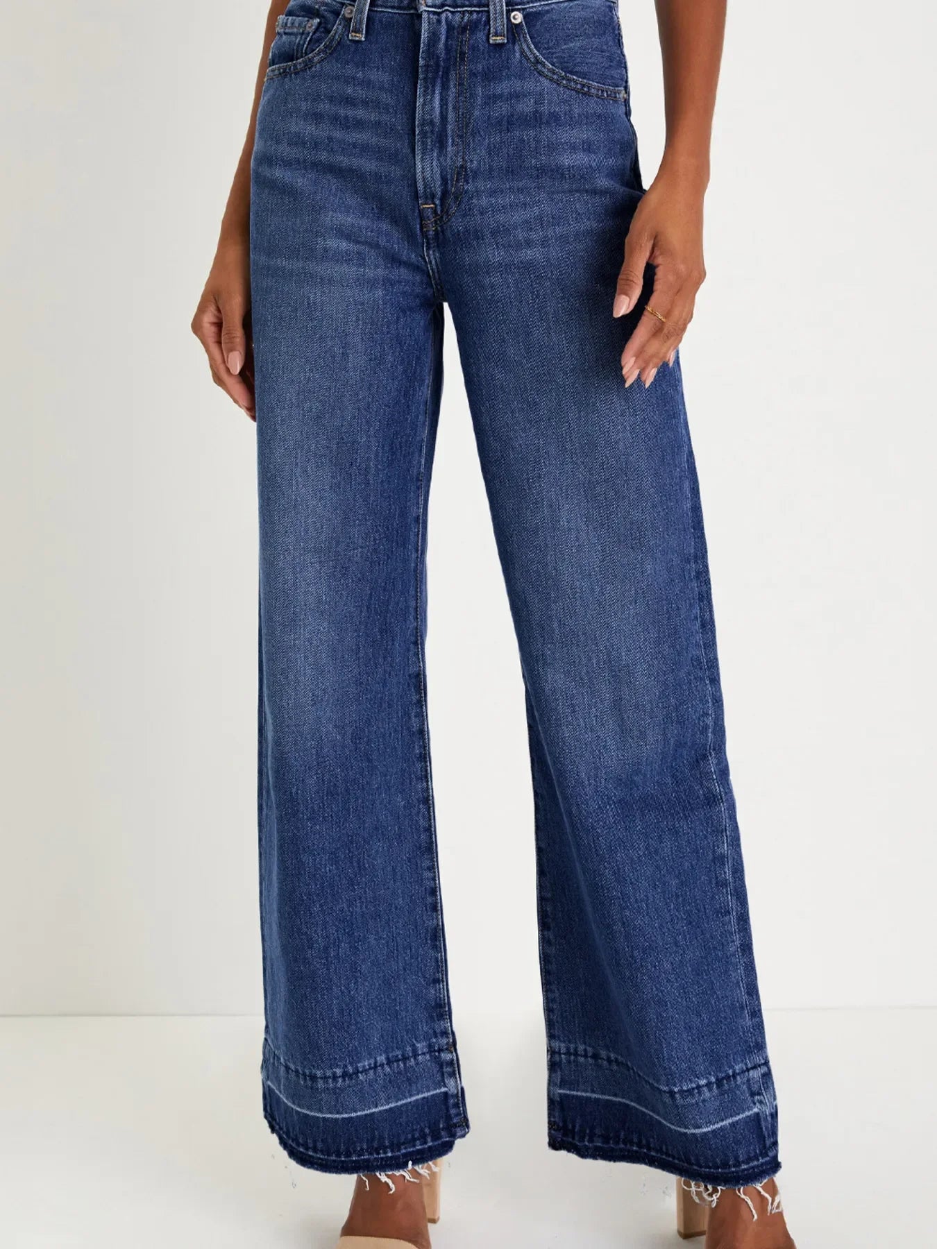 Coastal High Rise Loose Jeans With Raw Hem And Unique Cuffs - Southern Shores Clothing