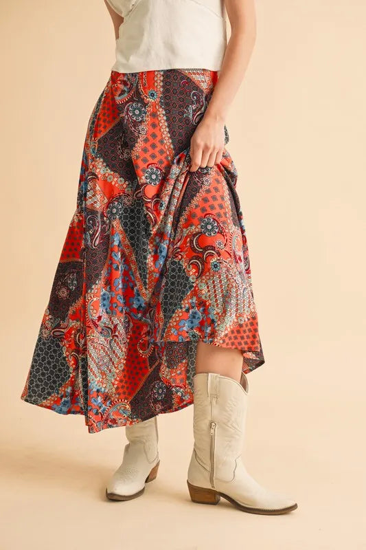 Charleston Inspired Aemi + Co Printed Maxi Skirt