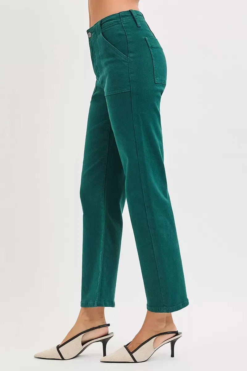 High Rise Ankle Flare Denim Jeans With Patch Pockets - Southern Shores Clothing