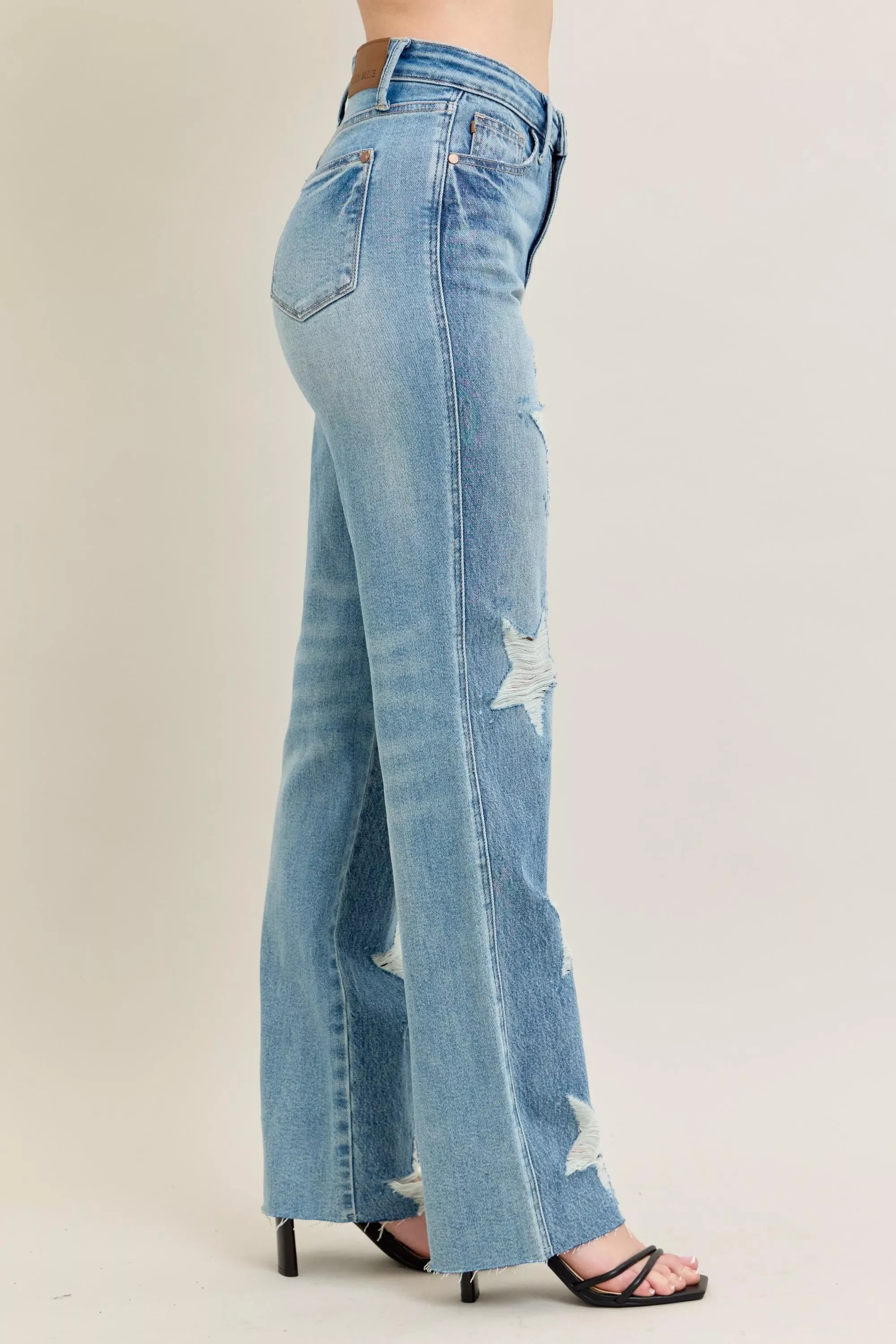 Plus Size High Waist Destroyed Straight Jeans - Southern Shores Clothing