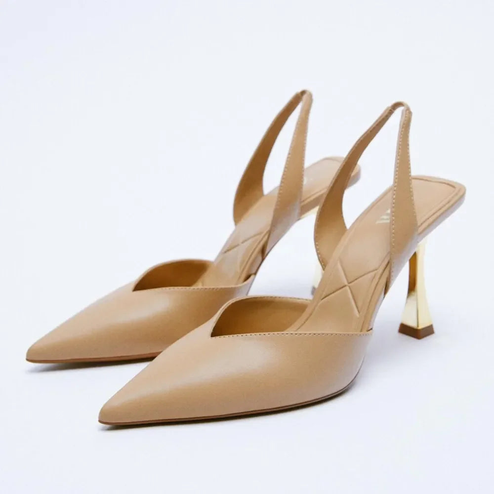 Leather Point Toe Stiletto Pumps High Heel - Southern Shores Clothing