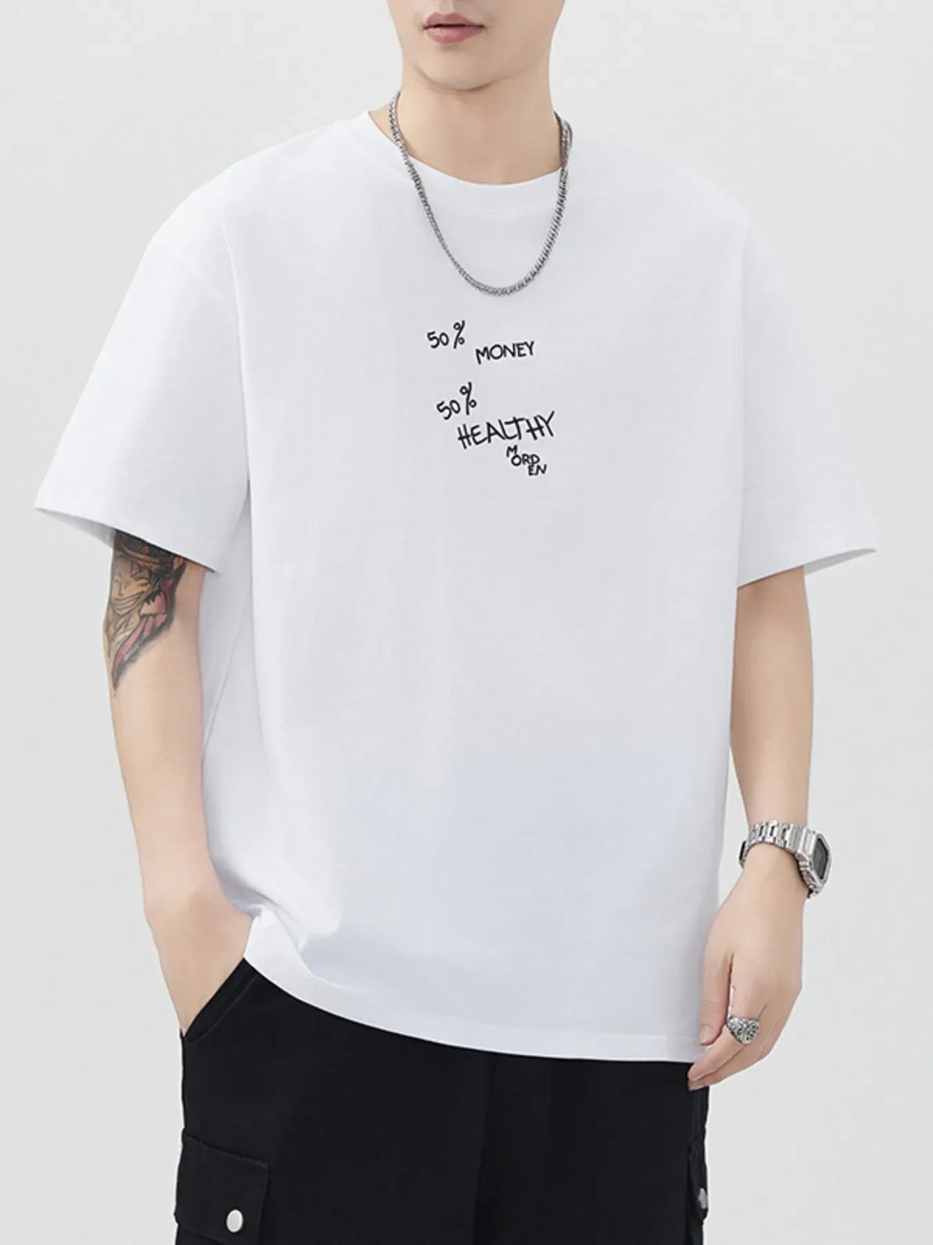 Plus Size Stretch Cotton Round Neck Tee Shirt - Southern Shores Clothing