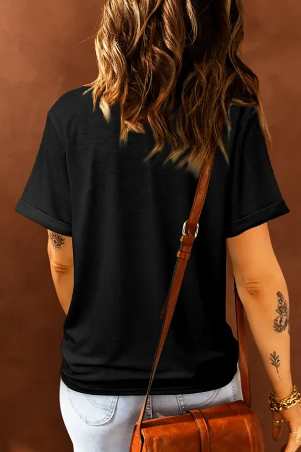 Bull Head Embroidered Round Neck Tee With Stretch - Southern Shores Clothing