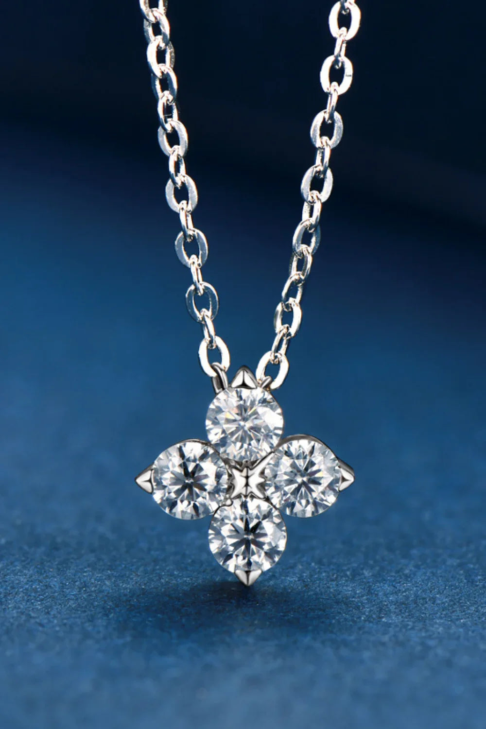 Moissanite Four Leaf Clover Necklace in Sterling Silver - Southern Shores Clothing