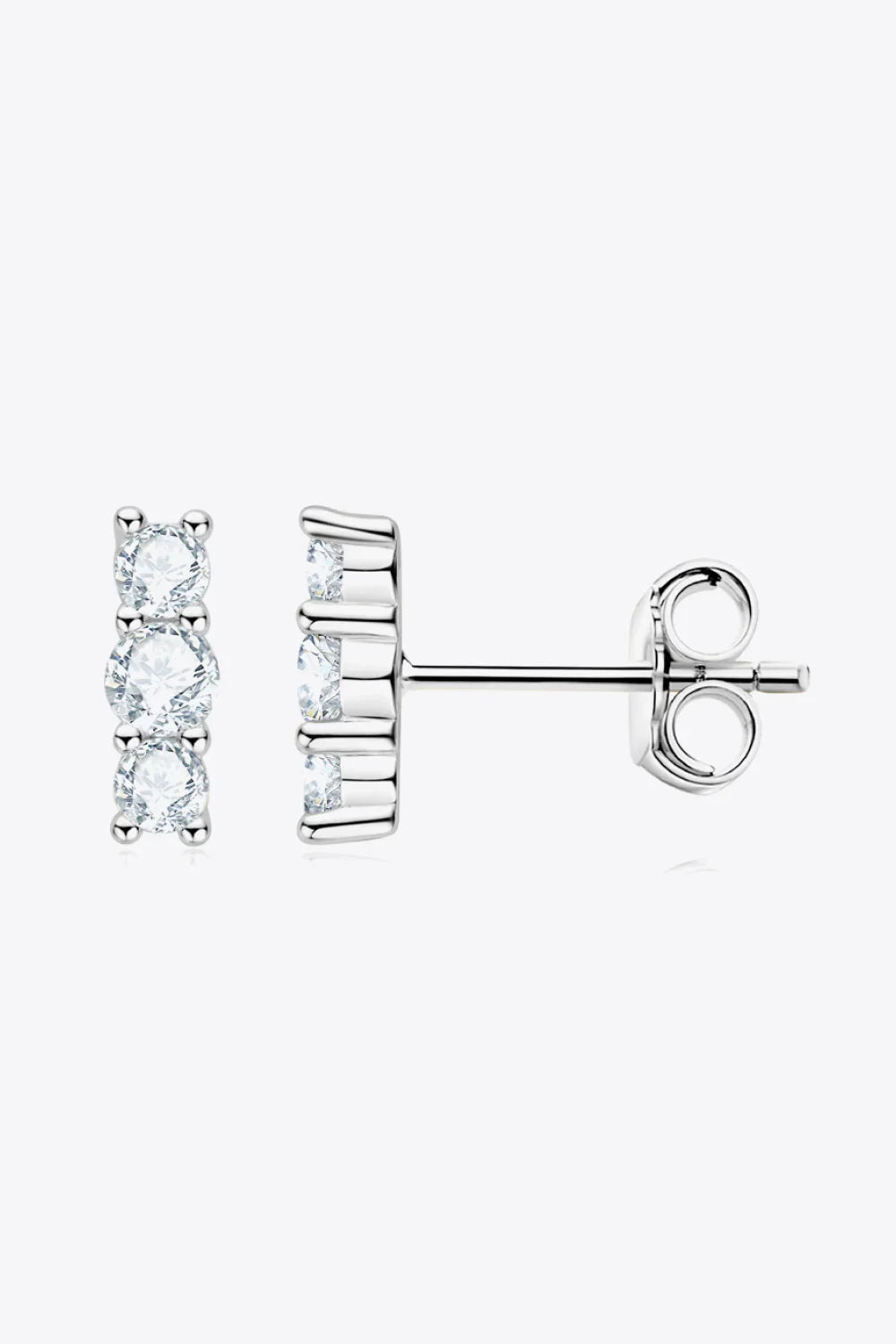 Sterling Silver Moissanite Stud Earrings 0.44 Ct - Southern Shores Clothing