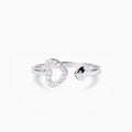 Platinum-Plated Sterling Zircon Inlaid Heart Open Ring - Southern Shores Clothing