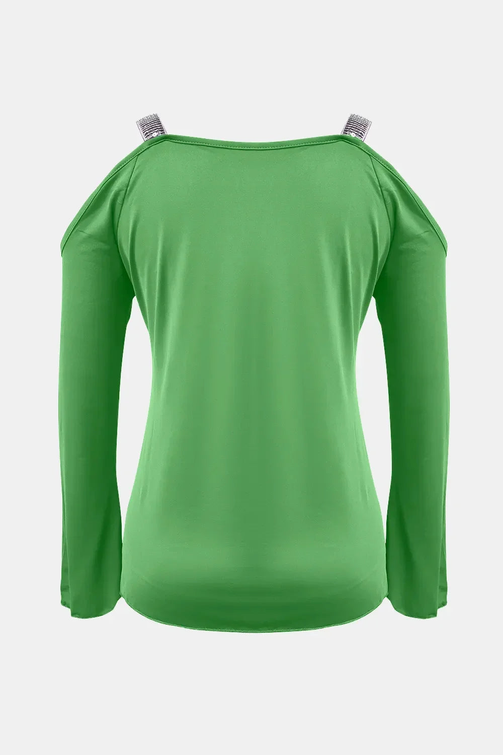 Sequin V-Neck Cold Shoulder Top With Stretchy Fabric - Southern Shores Clothing