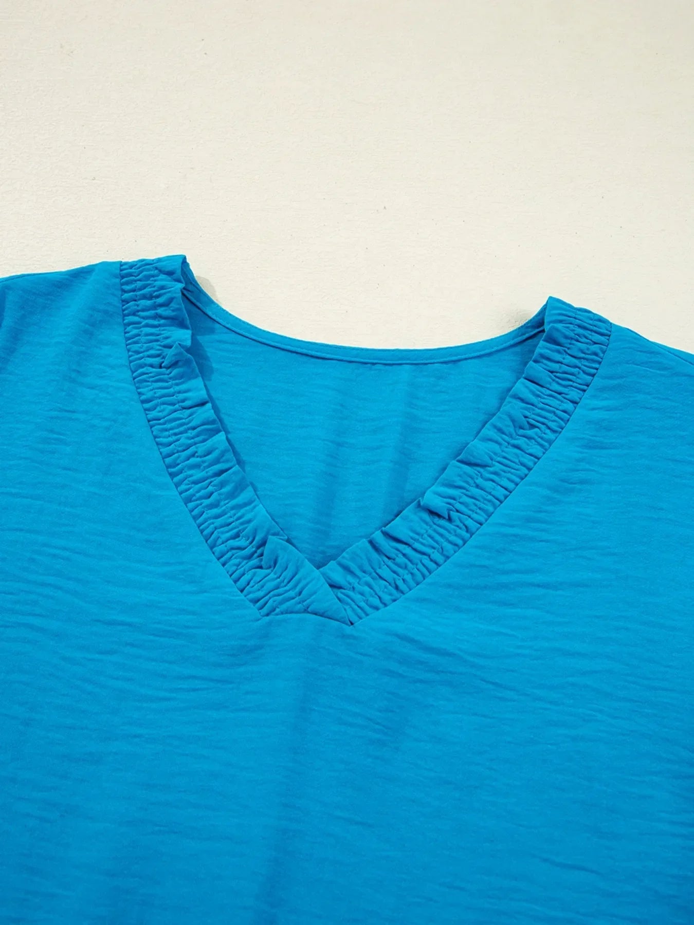 Textured Frill Smocked V-Neck Blouse Top - Southern Shores Clothing
