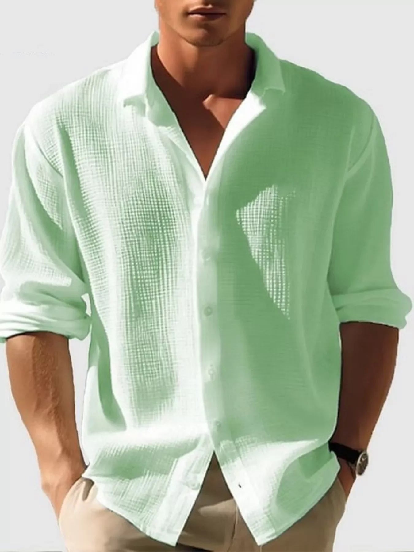Plus Size Cotton Button Up Long Sleeve Shirt - Southern Shores Clothing