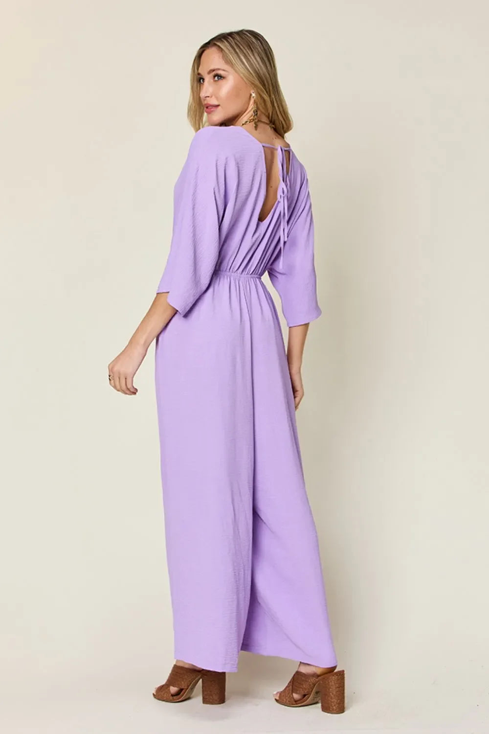 Surplice Wide-Leg Jumpsuit With Hidden Pockets - Southern Shores Clothing
