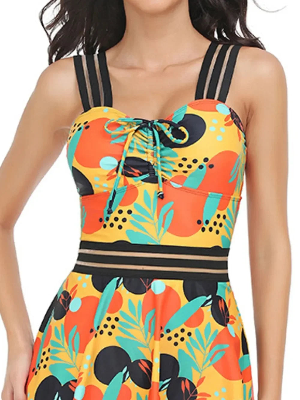 Ruched Printed Sweetheart Neck Two-Piece Bold Print Swim Set - Southern Shores Clothing