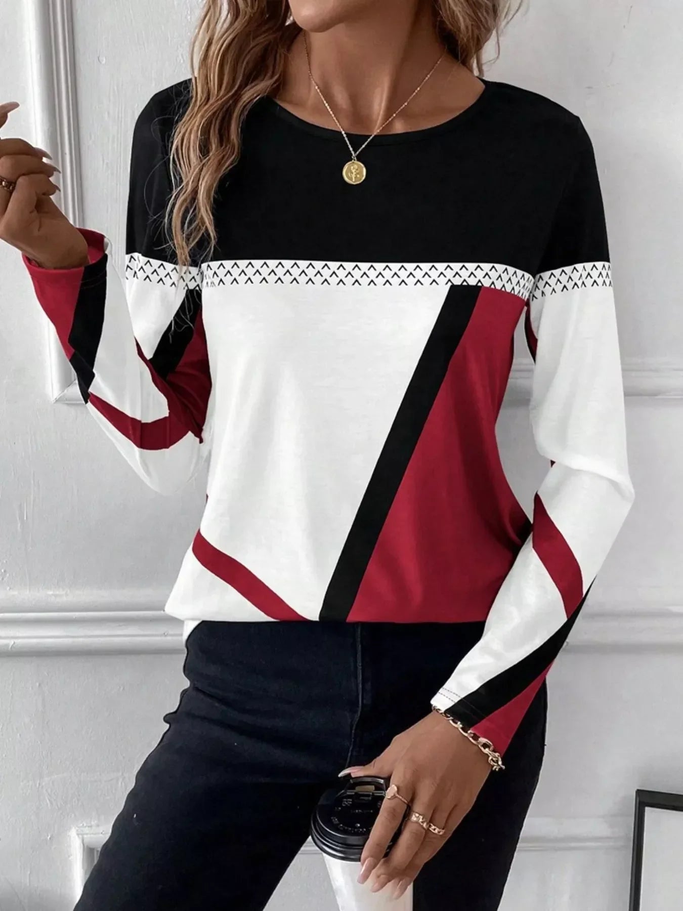 Color Block Long Sleeve T-Shirt - Southern Shores Clothing