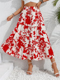 Lightweight Printed Midi Skirt With Ruffled Hem - Southern Shores Clothing