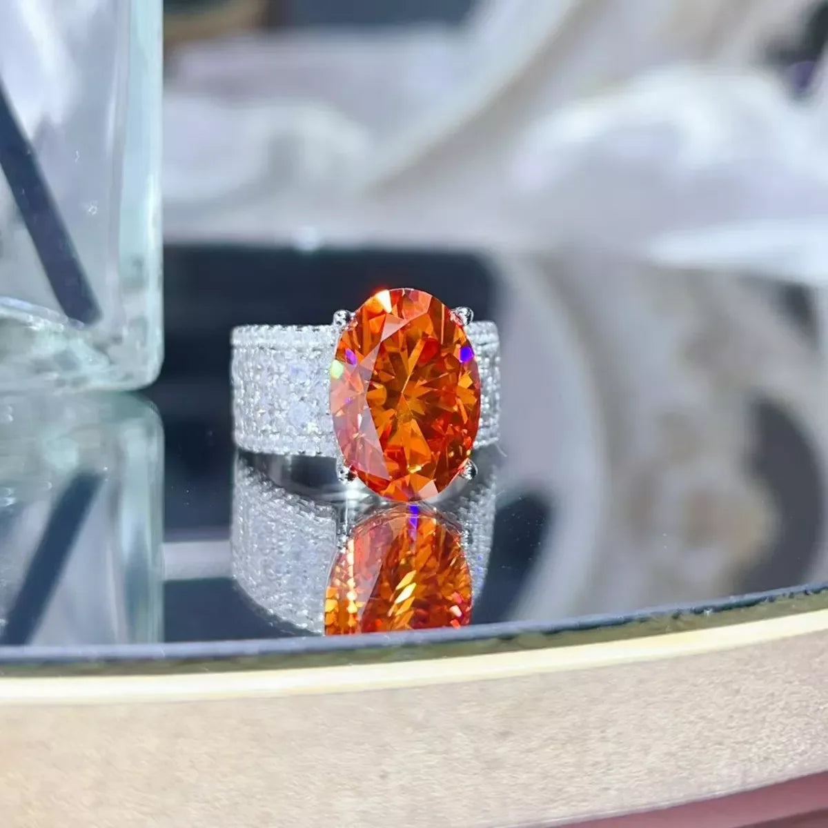 Orange Moissanite Ring With Certificate, 8 Carat - Southern Shores Clothing