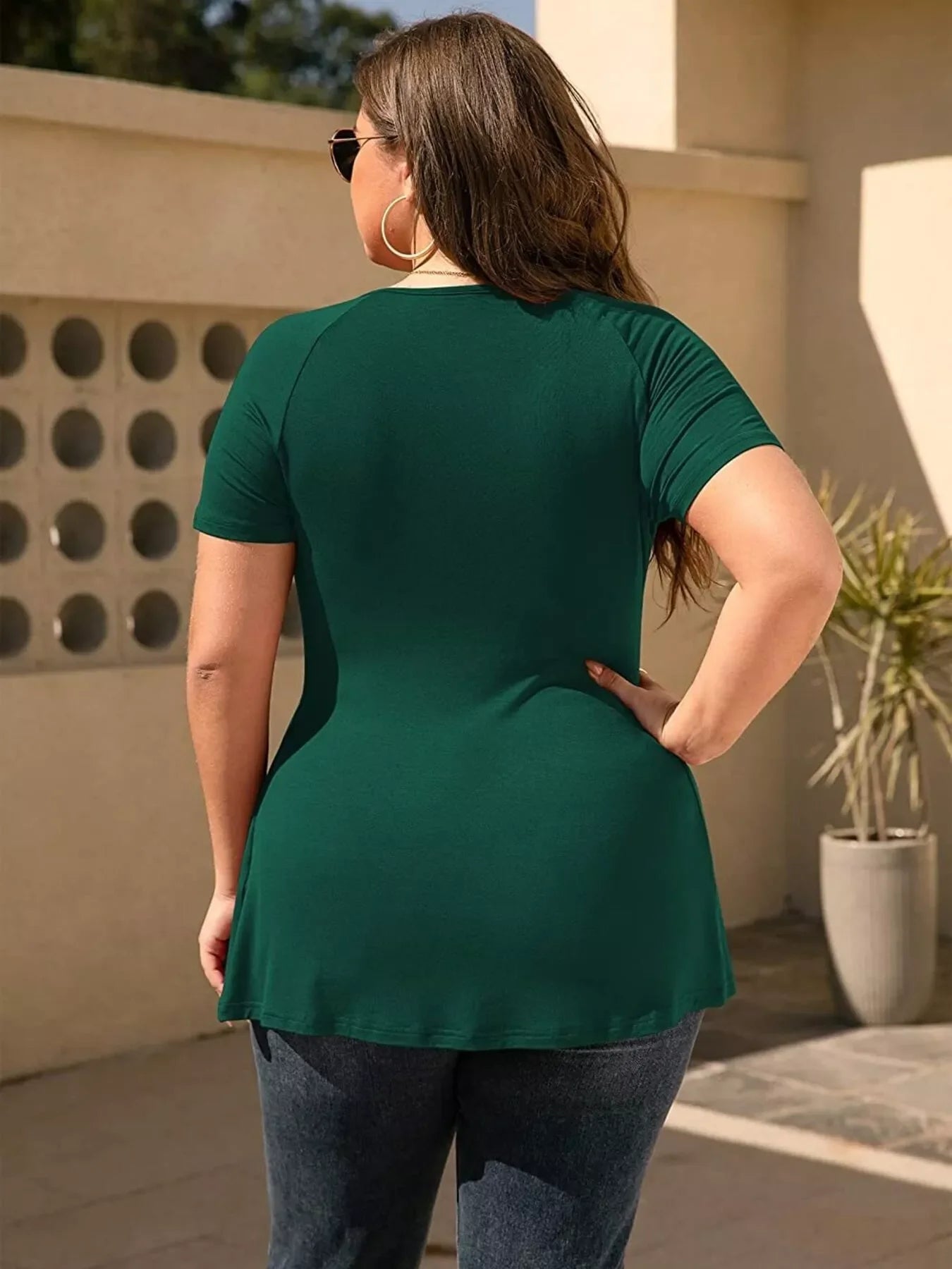 Plus Size Stretch Surplice Short Sleeve T Shirt - Southern Shores Clothing