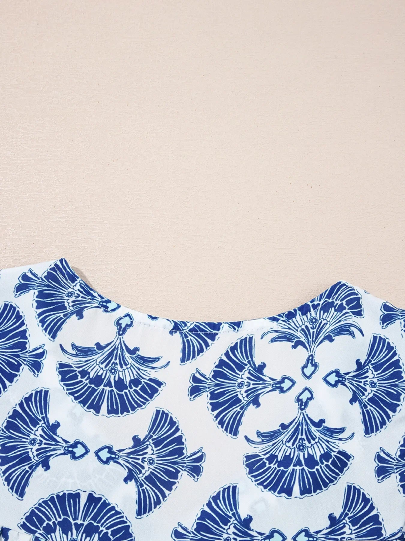 Printed Tassel Tie Neck Blouse For Warm Weather - Southern Shores Clothing