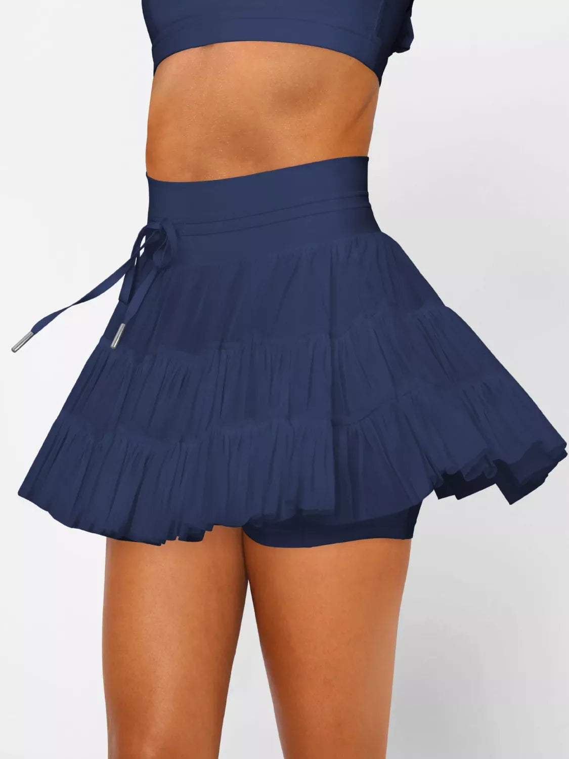 Tiered Skort With Drawstring And Pockets - Southern Shores Clothing