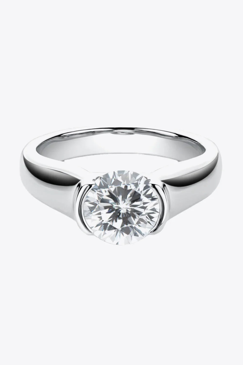 Minimalist 2 Carat Moissanite Platinum-Plated Ring - Southern Shores Clothing